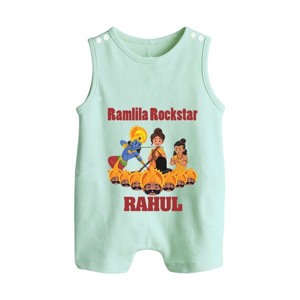 Ram Leela Rockstar Button Romper - MINT GREEN - New Born (Chest 18")