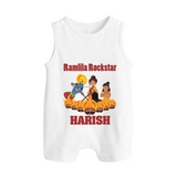 Ramlila Rockstar Romper Suit | Custom Baby Romper Suit for Festival Fun - WHITE - 0 - 5 Months Old (Chest 18")
