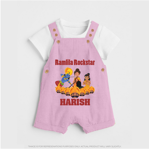 Ramlila Rockstar Dungaree Set | Custom Baby Dungaree Set for Festival Fun - BABY PINK - 0 - 5 Months Old (Chest 18")