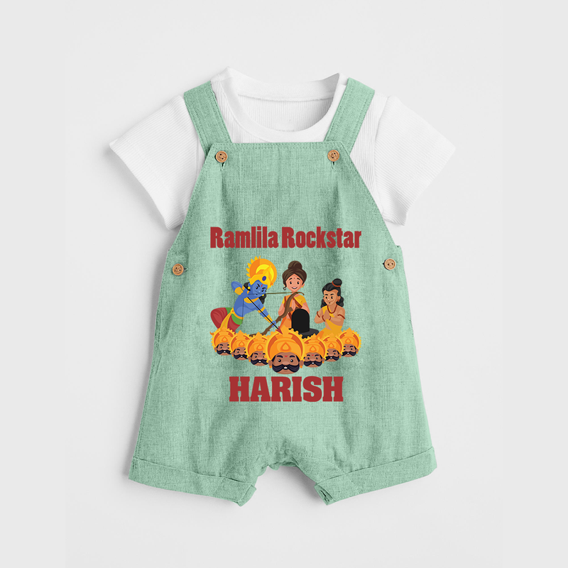 Ramlila Rockstar Dungaree Set | Custom Baby Dungaree Set for Festival Fun - MINT GREEN - 0 - 5 Months Old (Chest 18")