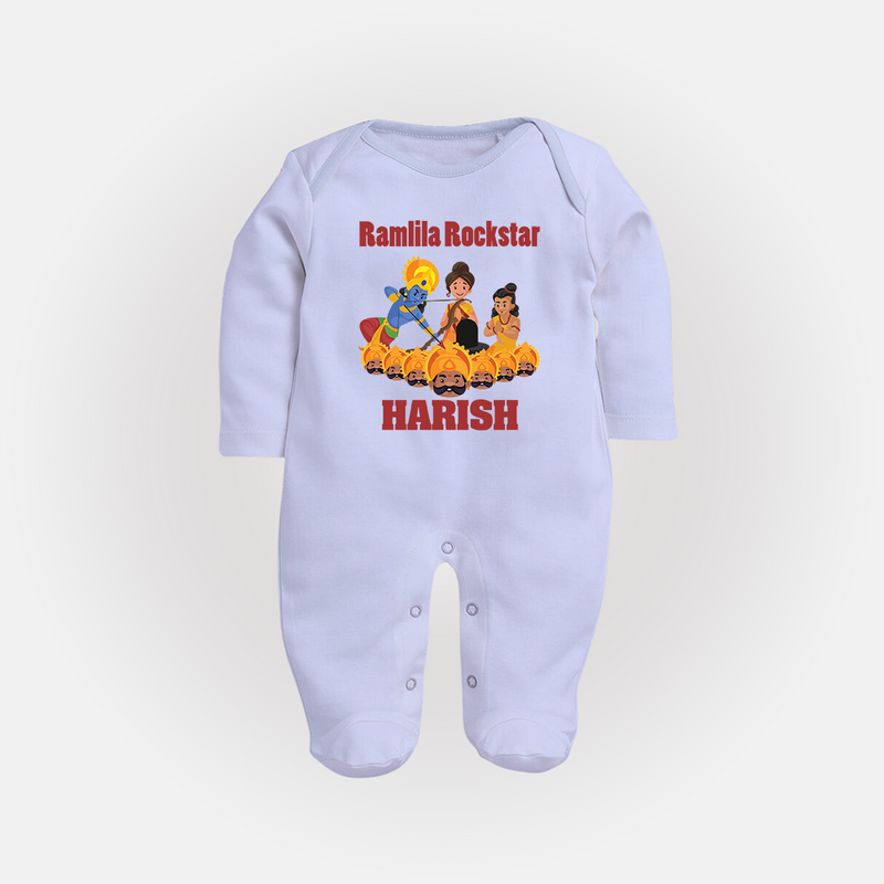 Ramlila Rockstar Sleep Suit | Custom Baby Sleep Suit for Festival Fun - BABY BLUE - New Born (Chest 7.5")