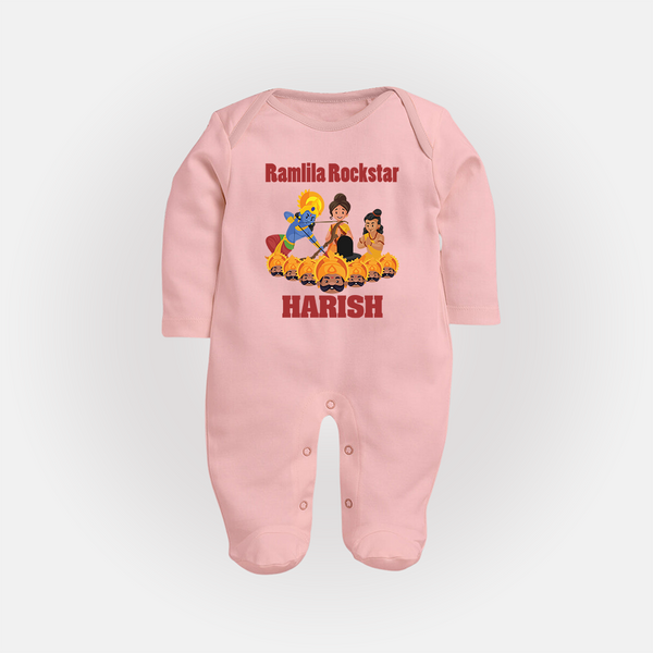 Ramlila Rockstar Sleep Suit | Custom Baby Sleep Suit for Festival Fun - BABY PINK - New Born (Chest 7.5")
