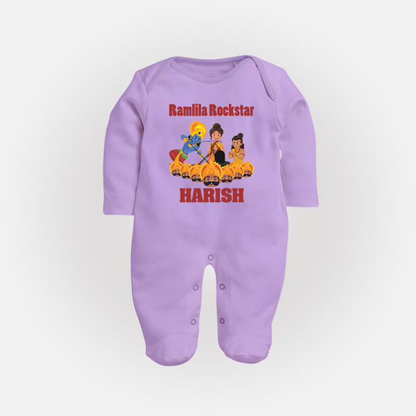 Ramlila Rockstar Sleep Suit | Custom Baby Sleep Suit for Festival Fun - LILAC - New Born (Chest 7.5")