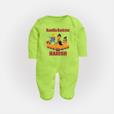 Ramlila Rockstar Sleep Suit | Custom Baby Sleep Suit for Festival Fun - LIME GREEN - New Born (Chest 7.5")