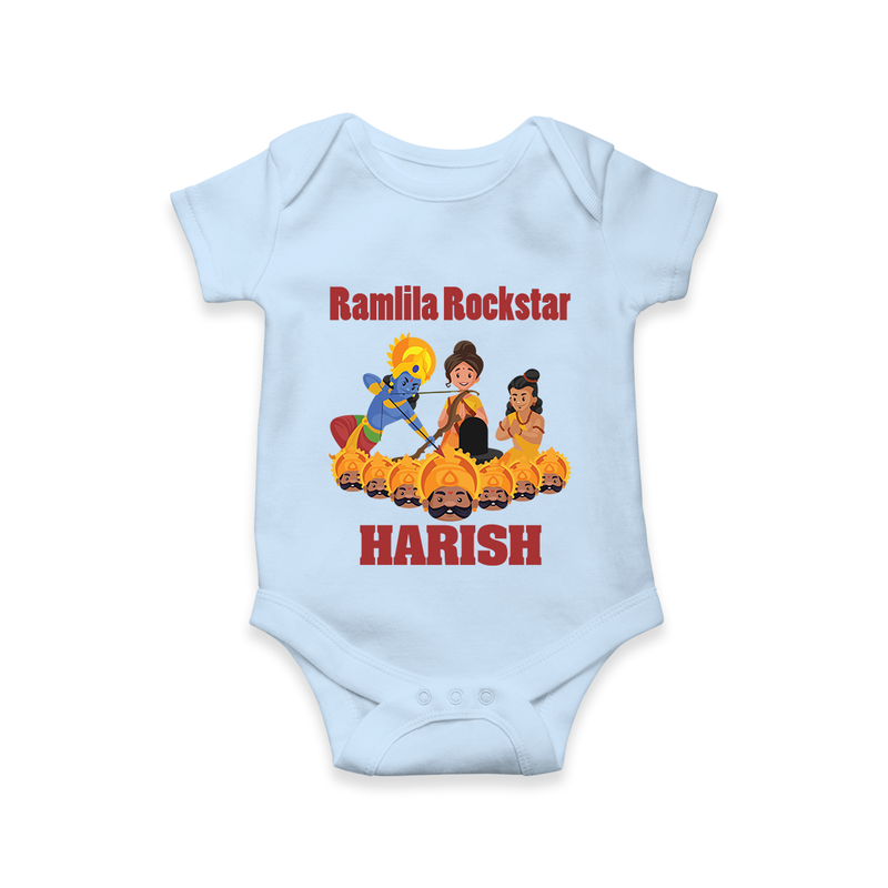 Ramlila Rockstar Romper | Custom Baby Romper for Festival Fun - BABY BLUE - New Born (Chest 14")