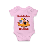 Ramlila Rockstar Romper | Custom Baby Romper for Festival Fun - BABY PINK - New Born (Chest 14")