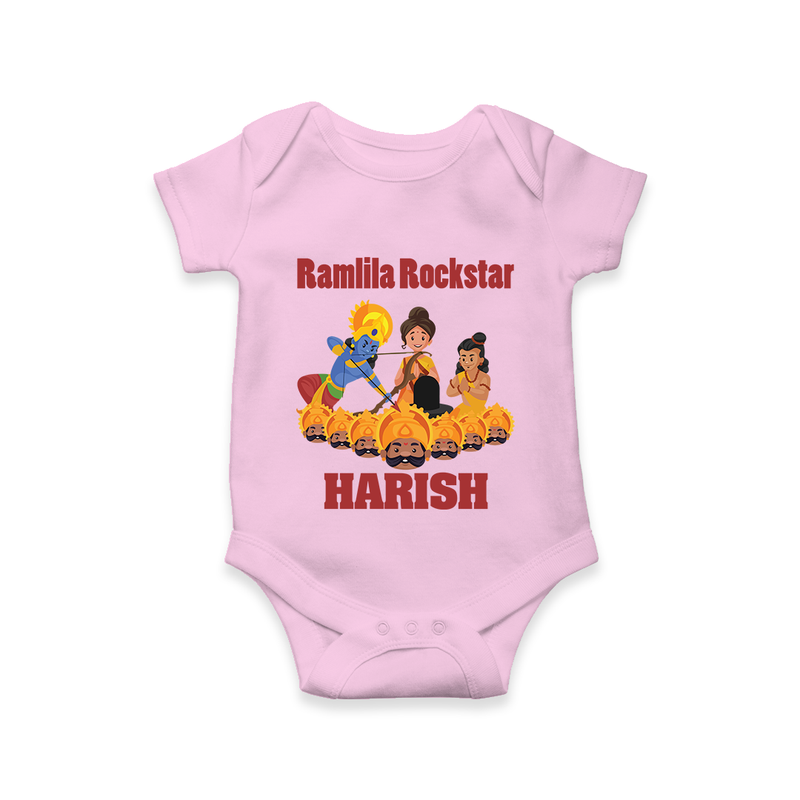 Ramlila Rockstar Romper | Custom Baby Romper for Festival Fun - BABY PINK - New Born (Chest 14")