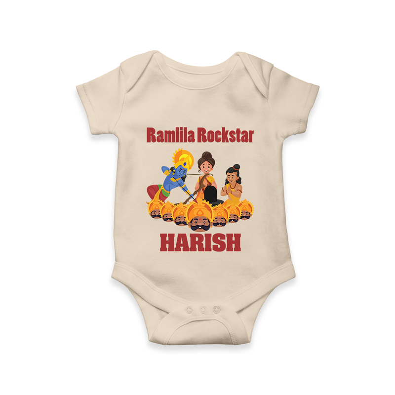 Ramlila Rockstar Romper | Custom Baby Romper for Festival Fun - IVORY - New Born (Chest 14")