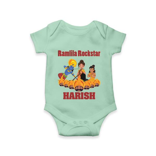 Ramlila Rockstar Romper | Custom Baby Romper for Festival Fun - MINT GREEN - New Born (Chest 14")