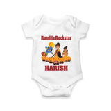 Ramlila Rockstar Romper | Custom Baby Romper for Festival Fun - WHITE - New Born (Chest 14")
