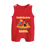 Ram Leela Rockstar Button Romper - RED - New Born (Chest 18")