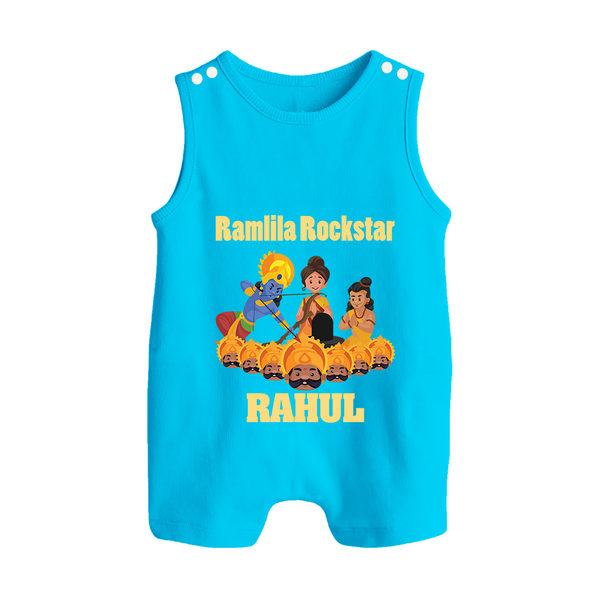 Ram Leela Rockstar Button Romper - SKY BLUE - New Born (Chest 18")