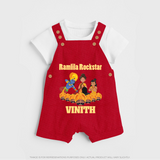 Ramlila Rockstar Dungaree Set | Custom Baby Dungaree Set for Festival Fun - RED - 0 - 5 Months Old (Chest 18")
