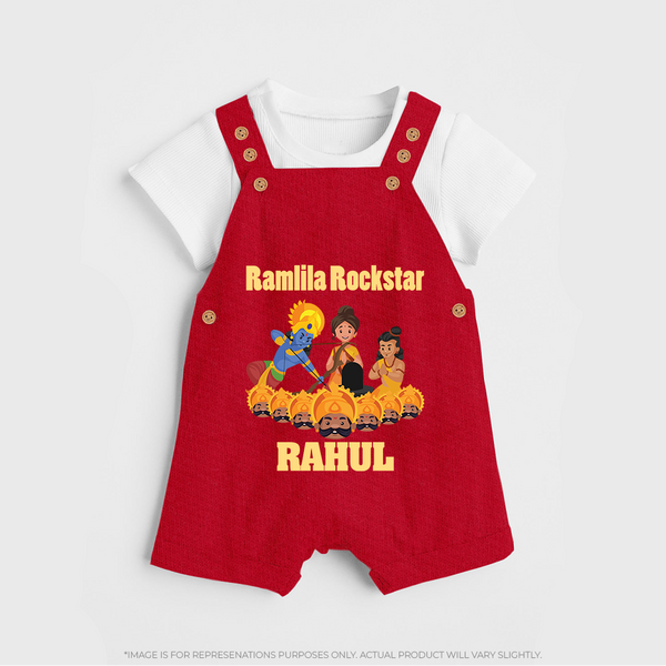 Ram Leela Rockstar Dungaree - RED - 0 - 5 Months Old (Chest 18")