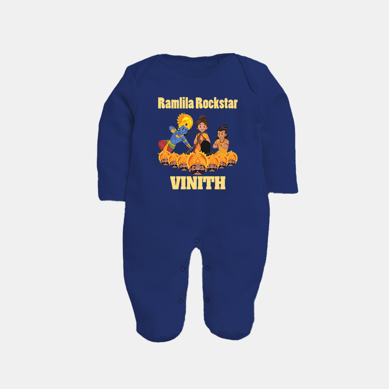 Ramlila Rockstar Sleep Suit | Custom Baby Sleep Suit for Festival Fun - NAVY BLUE - New Born (Chest 7.5")
