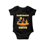 Ramlila Rockstar Romper | Custom Baby Romper for Festival Fun - BLACK - New Born (Chest 14")