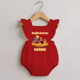 Ram Leela Rockstar Romper frock - RED - 0 - 3 Months Old (Chest 19")