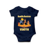 Ramlila Rockstar Romper | Custom Baby Romper for Festival Fun - NAVY BLUE - New Born (Chest 14")