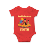 Ramlila Rockstar Romper | Custom Baby Romper for Festival Fun - RED - New Born (Chest 14")