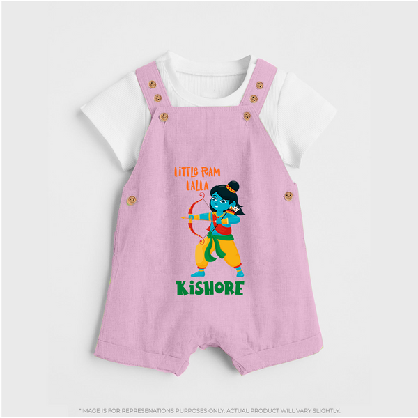 Little Ram Lalla Dungaree Set | Personalized Baby Dungaree Set for Ayodhya Celebration - BABY PINK - 0 - 5 Months Old (Chest 18")
