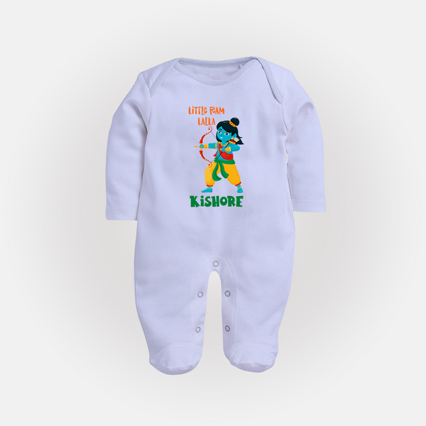 Little Ram Lalla Sleep Suit | Personalized Baby Sleep Suit for Ayodhya Celebration - BABY BLUE - New Born (Chest 7.5")