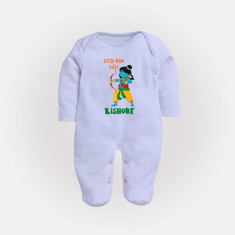 Little Ram Lalla Sleep Suit | Personalized Baby Sleep Suit for Ayodhya Celebration - BABY BLUE - New Born (Chest 7.5")