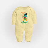 Little Ram Lalla Sleep Suit | Personalized Baby Sleep Suit for Ayodhya Celebration - PASTEL YELLOW - New Born (Chest 7.5")