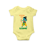 Little Ram Lalla Romper | Personalized Baby Romper for Ayodhya Celebration - PASTEL YELLOW - New Born (Chest 14")