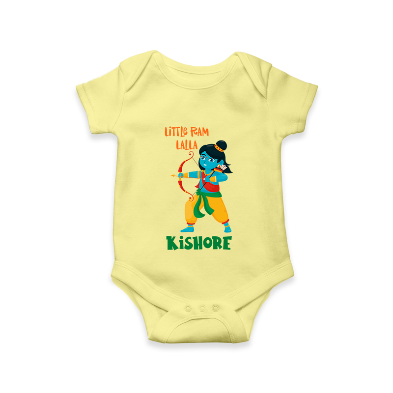 Little Ram Lalla Romper | Personalized Baby Romper for Ayodhya Celebration - PASTEL YELLOW - New Born (Chest 14")