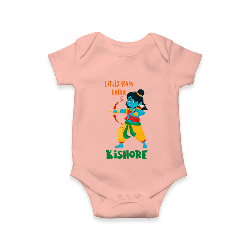 Little Ram Lalla Romper | Personalized Baby Romper for Ayodhya Celebration - PEACH - New Born (Chest 14")