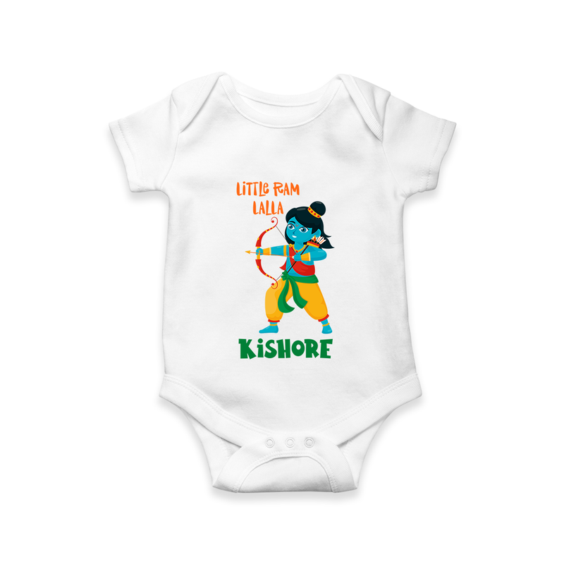 Little Ram Lalla Romper | Personalized Baby Romper for Ayodhya Celebration - WHITE - New Born (Chest 14")
