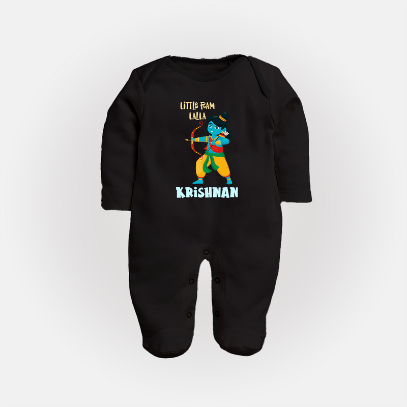 Little Ram Lalla Sleep Suit | Personalized Baby Sleep Suit for Ayodhya Celebration - BLACK - New Born (Chest 7.5")