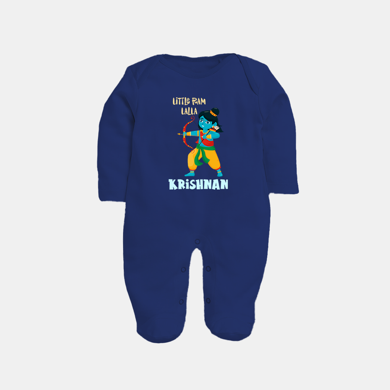 Little Ram Lalla Sleep Suit | Personalized Baby Sleep Suit for Ayodhya Celebration - NAVY BLUE - New Born (Chest 7.5")