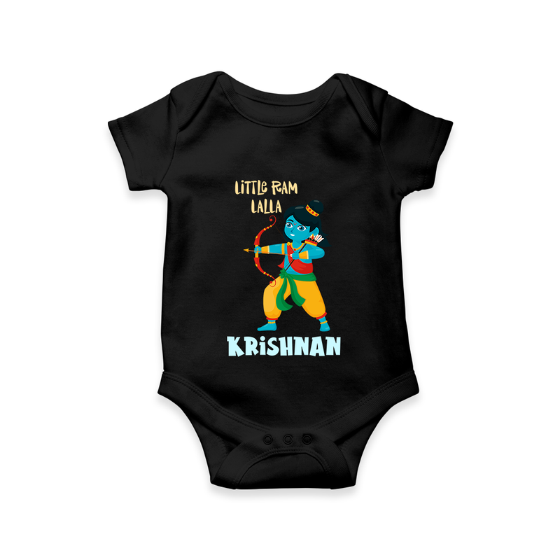 Little Ram Lalla Romper | Personalized Baby Romper for Ayodhya Celebration - BLACK - New Born (Chest 14")