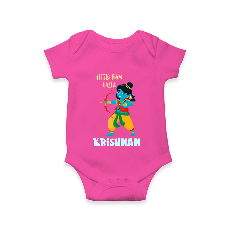Little Ram Lalla Romper | Personalized Baby Romper for Ayodhya Celebration - HOT PINK - New Born (Chest 14")