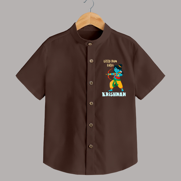 Little Ram Lalla Shirt | Personalized Baby Shirt for Ayodhya Celebration - CHOCOLATE BROWN - 0 - 6 Months Old (Chest 23")