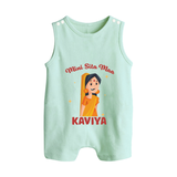 Mini Sita Maa Romper Suit | Custom Baby Romper Suit for Festival Spirit - MINT GREEN - 0 - 5 Months Old (Chest 18")