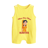 Mini Sita Maa Romper Suit | Custom Baby Romper Suit for Festival Spirit - PASTEL YELLOW - 0 - 5 Months Old (Chest 18")
