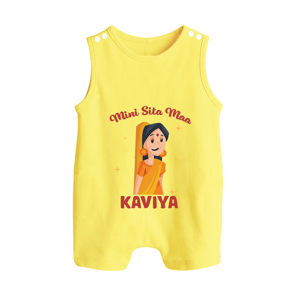 Mini Sita Maa Romper Suit | Custom Baby Romper Suit for Festival Spirit - PASTEL YELLOW - 0 - 5 Months Old (Chest 18")