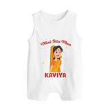 Mini Sita Maa Romper Suit | Custom Baby Romper Suit for Festival Spirit - WHITE - 0 - 5 Months Old (Chest 18")