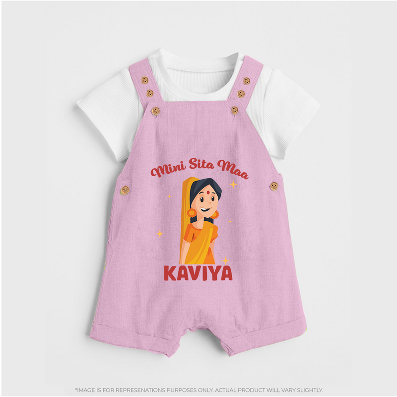 Mini Sita Maa Dungaree Set | Custom Baby Dungaree Set for Festival Spirit - BABY PINK - 0 - 5 Months Old (Chest 18")