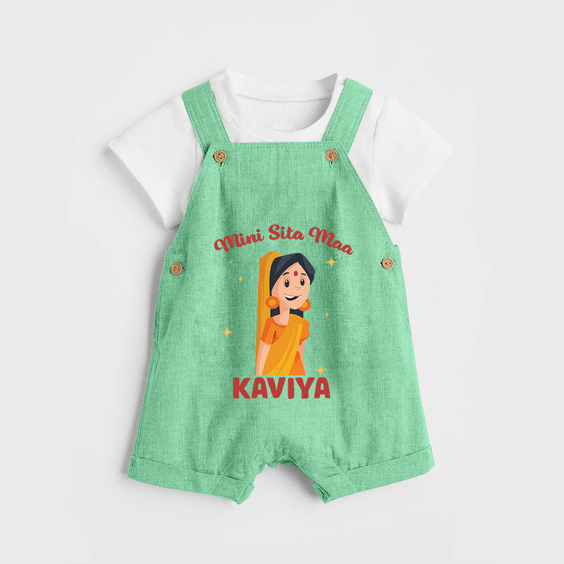 Mini Sita Maa Dungaree Set | Custom Baby Dungaree Set for Festival Spirit - GREEN - 0 - 5 Months Old (Chest 18")