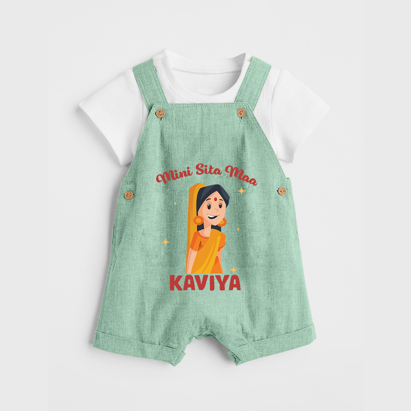Mini Sita Maa Dungaree Set | Custom Baby Dungaree Set for Festival Spirit - MINT GREEN - 0 - 5 Months Old (Chest 18")