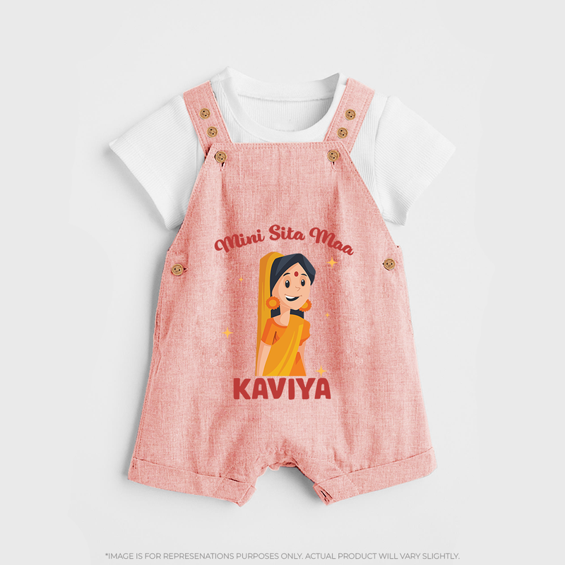 Mini Sita Maa Dungaree Set | Custom Baby Dungaree Set for Festival Spirit - PEACH - 0 - 5 Months Old (Chest 18")
