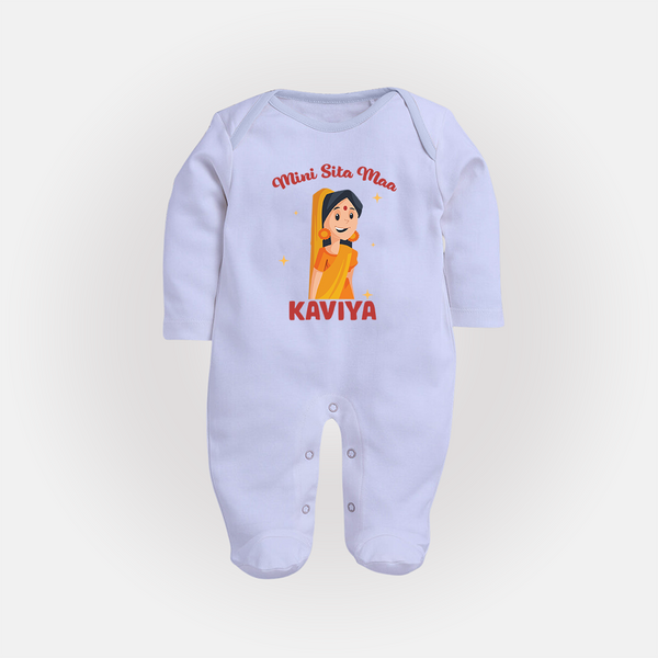 Mini Sita Maa Sleep Suit | Custom Baby Sleep Suit for Festival Spirit - BABY BLUE - New Born (Chest 7.5")