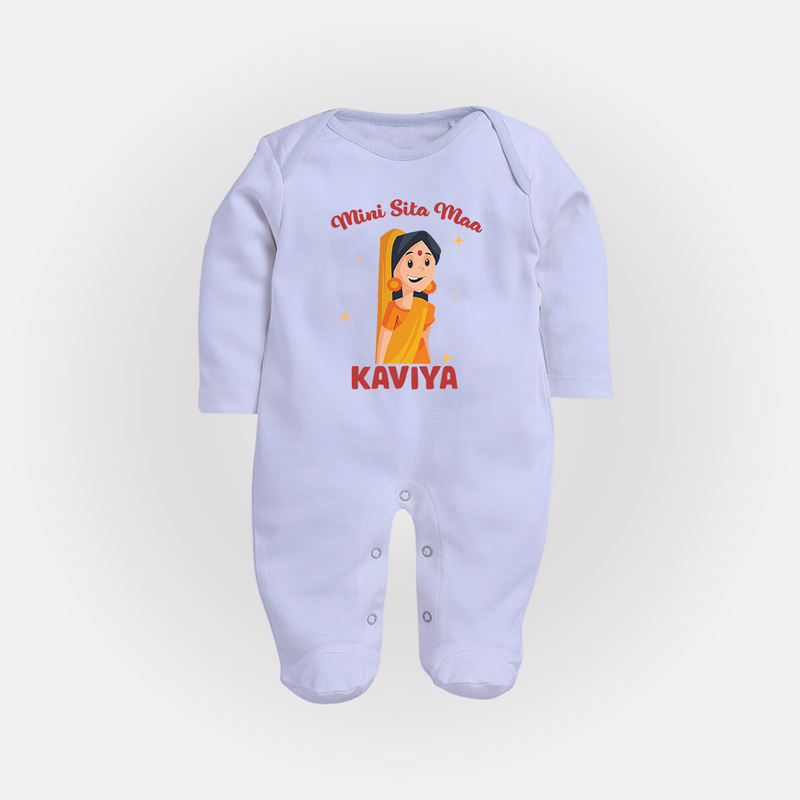 Mini Sita Maa Sleep Suit | Custom Baby Sleep Suit for Festival Spirit - BABY BLUE - New Born (Chest 7.5")