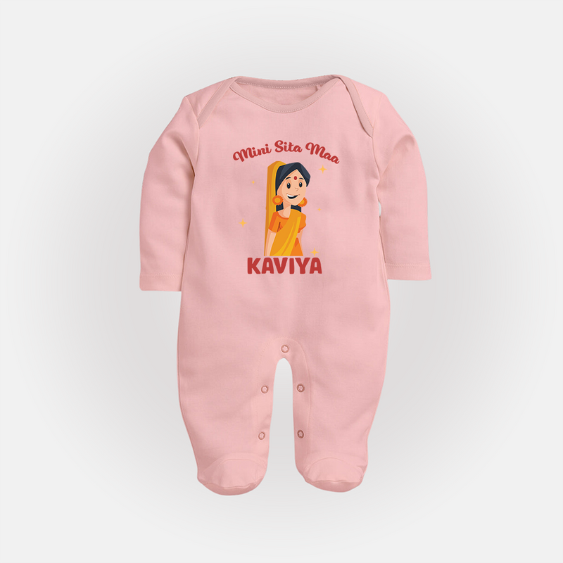 Mini Sita Maa Sleep Suit | Custom Baby Sleep Suit for Festival Spirit - BABY PINK - New Born (Chest 7.5")