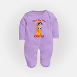 Mini Sita Maa Sleep Suit | Custom Baby Sleep Suit for Festival Spirit - LILAC - New Born (Chest 7.5")