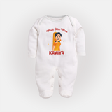 Mini Sita Maa Sleep Suit | Custom Baby Sleep Suit for Festival Spirit - WHITE - New Born (Chest 7.5")
