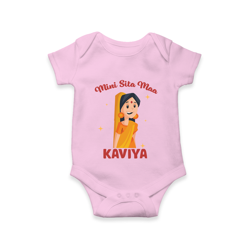 Mini Sita Maa Romper | Custom Baby Romper for Festival Spirit - BABY PINK - New Born (Chest 14")